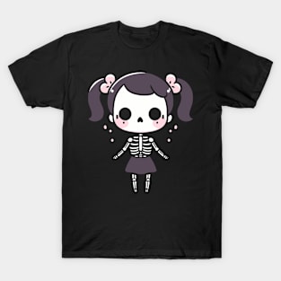 Cute Skeleton Girl Design | Skeleton in Kawaii Style | Halloween for Girls T-Shirt